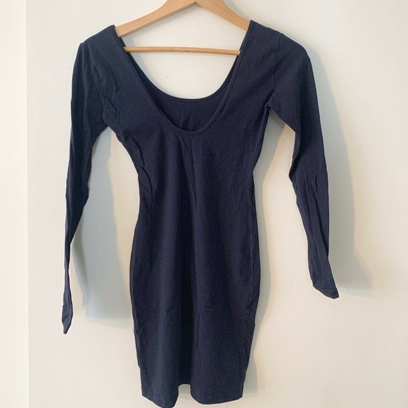 American Apparel Navy Blue Backless BodyCon Dress Size L - Picture 2 of 2